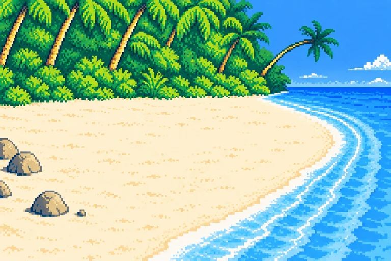 The Southern Islands Beach in pixel art